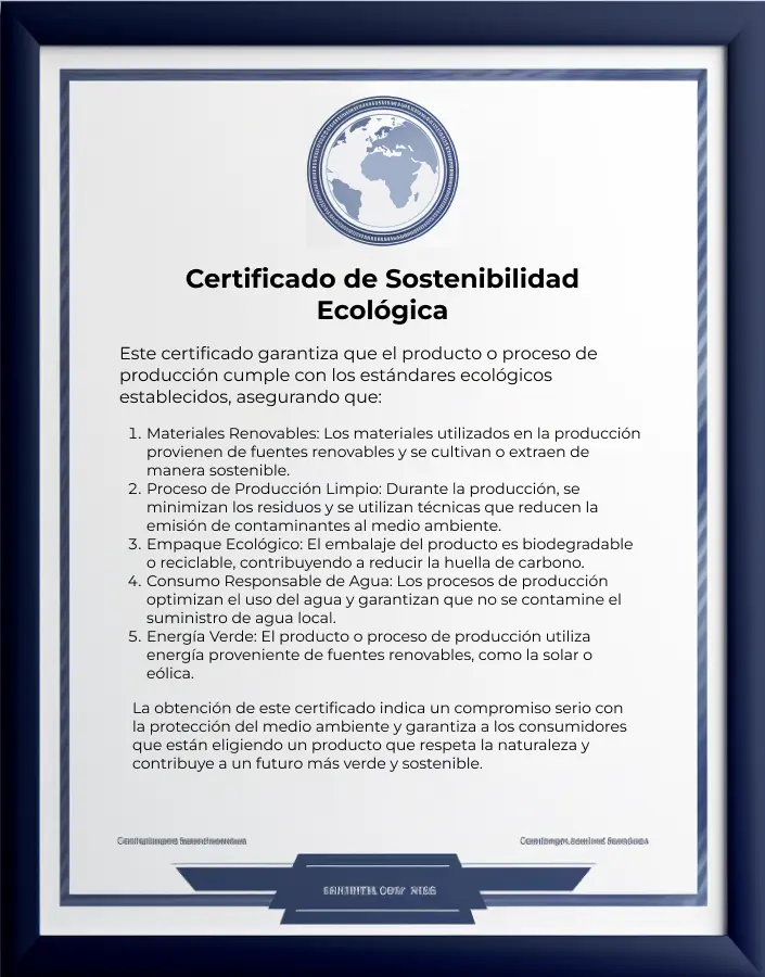 Certificado de sostenibilidad ambiental